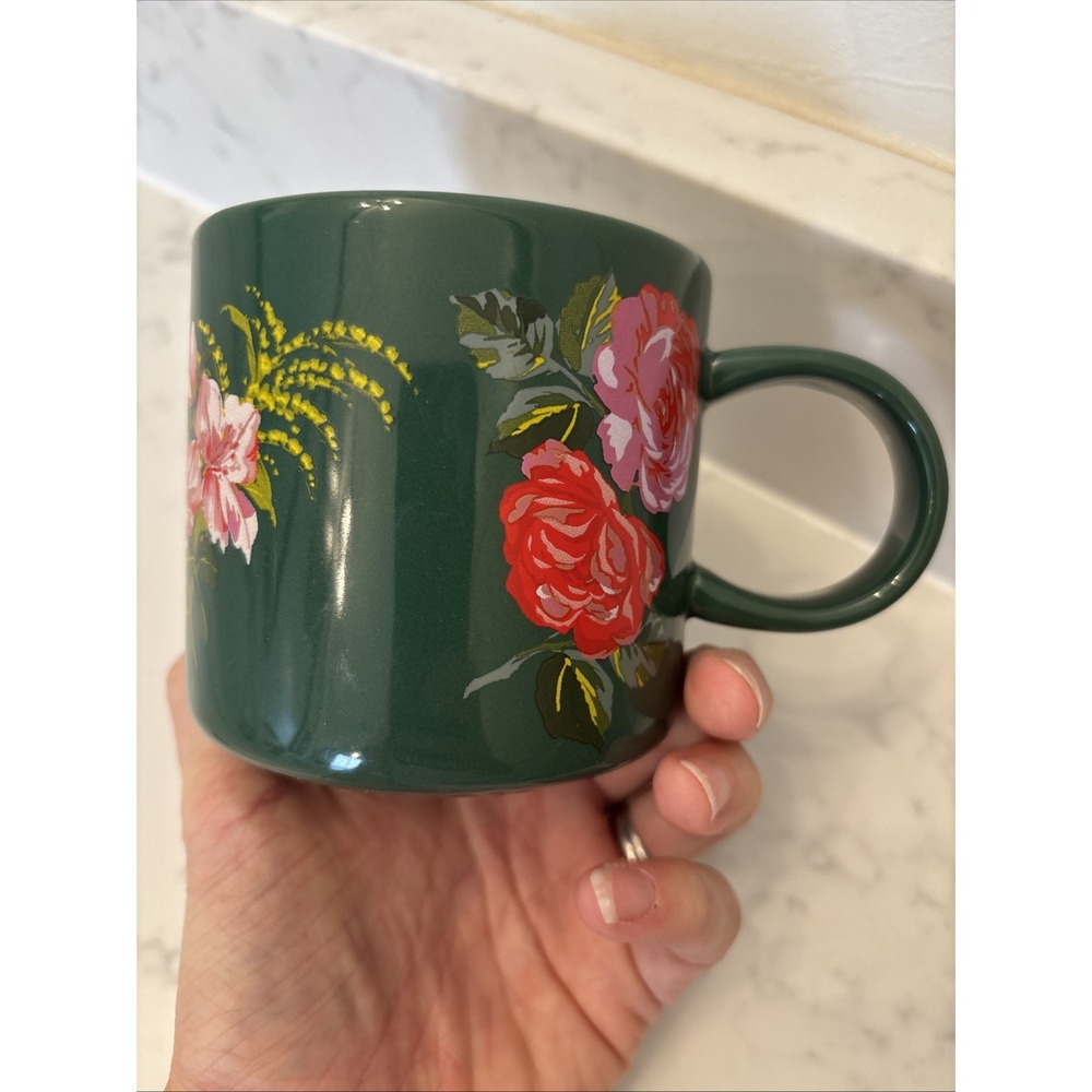 Starbucks Mug Floral Green Ceramic Holiday 2018 12 oz Bando Red Rose - Picture 4 of 8